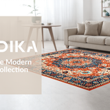 Ultra Soft Area Rug, Non Slip, Stain Resistant, Washable Area Rugs for Living Room, Bedroom, Vivid Floral Medallion Aesthetic(Red)