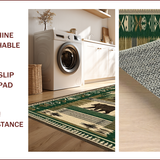 Ultra Soft Area Rug, Non Slip, Stain Resistant, Washable Area Rugs for Living Room, Bedroom, Rustic Earthy Patchwork Aesthetic(Green)