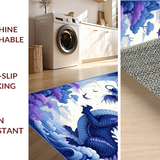 Ultra Soft Area Rug, Non Slip, Stain Resistant, Washable Area Rugs for Living Room, Bedroom, Striking Dragon Graphic Composition(Blue)