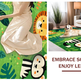 Ultra Soft Area Rug, Non Slip, Stain Resistant, Washable Area Rugs for Living Room, Bedroom, Charming Animal Safari Aesthetic(Green)