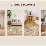Ultra Soft Area Rug, Non Slip, Stain Resistant, Washable Area Rugs for Living Room, Bedroom, Trendy Lattice Design with Warmth(Beige)