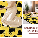Ultra Soft Area Rug, Non Slip, Stain Resistant, Washable Area Rugs for Living Room, Bedroom, Contemporary Black Cat Aesthetic(Yellow)