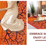 Ultra Soft Area Rug, Non Slip, Stain Resistant, Washable Area Rugs for Living Room, Bedroom, Whimsical Colorful Garden Scene(Orange)