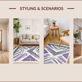 Ultra Soft Area Rug, Non Slip, Stain Resistant, Washable Area Rugs for Living Room, Bedroom, Charming Geometric Pastel Elegance(Gray)