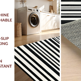 Ultra Soft Area Rug, Non Slip, Stain Resistant, Washable Area Rugs for Living Room, Bedroom, Contemporary Dual-Tone Linear Pattern Home Decor Floor Mat With Modern Look(Black)