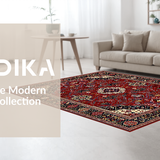 Ultra Soft Area Rug, Non Slip, Stain Resistant, Washable Area Rugs for Living Room, Bedroom, Chic Warm Toned Floral Motif(Red)