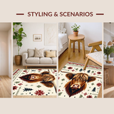 Ultra Soft Area Rug, Non Slip, Stain Resistant, Washable Area Rugs for Living Room, Bedroom, Whimsical Farm Life Character Design(Brown)