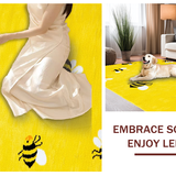 Ultra Soft Area Rug, Non Slip, Stain Resistant, Washable Area Rugs for Living Room, Bedroom, Whimsical Floral Bee Design(Yellow)