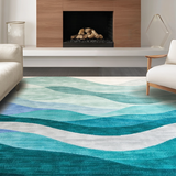 Chic Aqua Hued Textural Waves(Blue)