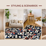 Ultra Soft Area Rug, Non Slip, Stain Resistant, Washable Area Rugs for Living Room, Bedroom, Chic Black and White Dice Motif(Black)