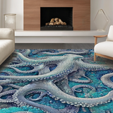 Ultra Soft Area Rug, Non Slip, Stain Resistant, Washable Area Rugs for Living Room, Bedroom, Stylish Tentacles Area Rug with Modern Octopus Design for Home Accents(Gray)