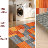 Ultra Soft Area Rug, Non Slip, Stain Resistant, Washable Area Rugs for Living Room, Bedroom, Sophisticated Abstract Linear Elements(Orange)