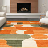 Ultra Soft Area Rug, Non Slip, Stain Resistant, Washable Area Rugs for Living Room, Bedroom, Luxurious Fluid Organic Design(Orange)