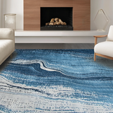 Ultra Soft Area Rug, Non Slip, Stain Resistant, Washable Area Rugs for Living Room, Bedroom, Vibrant Artistic Wave Pattern(Blue)