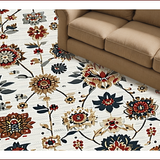 Ultra Soft Area Rug, Non Slip, Stain Resistant, Washable Area Rugs for Living Room, Bedroom, Vintage Boho Floral Living Room Low Pile Rug(White)