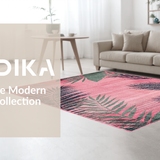 Ultra Soft Area Rug, Non Slip, Stain Resistant, Washable Area Rugs for Living Room, Bedroom, Chic Contemporary Floral Embellishment(Pink)