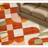 Ultra Soft Area Rug, Non Slip, Stain Resistant, Washable Area Rugs for Living Room, Bedroom, Retro Vibrant Abstract Composition(Orange)