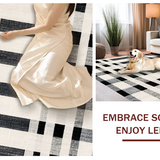 Ultra Soft Area Rug, Non Slip, Stain Resistant, Washable Area Rugs for Living Room, Bedroom, Retro Contrast Woven Floor Covering with Minimalist Linear Pattern(Beige)