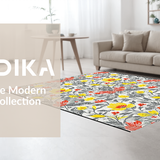 Ultra Soft Area Rug, Non Slip, Stain Resistant, Washable Area Rugs for Living Room, Bedroom, Bright Floral Eclectic Vibes(Gray)