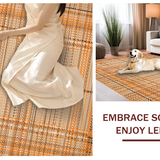 Ultra Soft Area Rug, Non Slip, Stain Resistant, Washable Area Rugs for Living Room, Bedroom, Textured Earthy Braided Aesthetic(Orange)