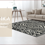 Ultra Soft Area Rug, Non Slip, Stain Resistant, Washable Area Rugs for Living Room, Bedroom, Rustic Bold Graphic Contrast Design(Black)
