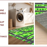 Ultra Soft Area Rug, Non Slip, Stain Resistant, Washable Area Rugs for Living Room, Bedroom, Interactive Multi-Hued Road Layout(Green)