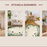 Ultra Soft Area Rug, Non Slip, Stain Resistant, Washable Area Rugs for Living Room, Bedroom, Naturalistic Insect Motif Aesthetic(Beige)