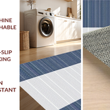 Ultra Soft Area Rug, Non Slip, Stain Resistant, Washable Area Rugs for Living Room, Bedroom, Elegant Navy and White Pattern(Blue)