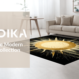 Ultra Soft Area Rug, Non Slip, Stain Resistant, Washable Area Rugs for Living Room, Bedroom, Elegant Yellow Abstract Art Motif(Gold)