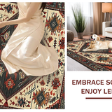 Ultra Soft Area Rug, Non Slip, Stain Resistant, Washable Area Rugs for Living Room, Bedroom, Rustic Earthy Geometric Design(Red)