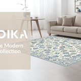 Ultra Soft Area Rug, Non Slip, Stain Resistant, Washable Area Rugs for Living Room, Bedroom, Chic Transitional Garden Elements(Ivory)