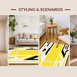 Ultra Soft Area Rug, Non Slip, Stain Resistant, Washable Area Rugs for Living Room, Bedroom, Sophisticated Cream and Black Contrast(Yellow)