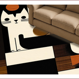 Ultra Soft Area Rug, Non Slip, Stain Resistant, Washable Area Rugs for Living Room, Bedroom, Vivid Whimsical Cat Illustration(Black)