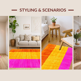 Ultra Soft Area Rug, Non Slip, Stain Resistant, Washable Area Rugs for Living Room, Bedroom, Cute Colorful Shaggy Wave Motif(Orange)