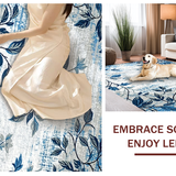 Ultra Soft Area Rug, Non Slip, Stain Resistant, Washable Area Rugs for Living Room, Bedroom, Charming Floral Ogee Motif(Blue)