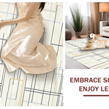 Ultra Soft Area Rug, Non Slip, Stain Resistant, Washable Area Rugs for Living Room, Bedroom, Chic Cream Modern Tiled Arrangement(Beige)