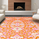 Ultra Soft Area Rug, Non Slip, Stain Resistant, Washable Area Rugs for Living Room, Bedroom, Elegant Earthy Tones Blossom(Orange)
