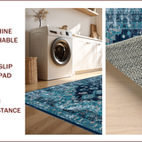 Ultra Soft Area Rug, Non Slip, Stain Resistant, Washable Area Rugs for Living Room, Bedroom, Sophisticated Coastal Abstract Motif(Blue)