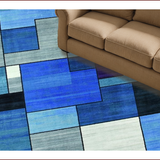 Ultra Soft Area Rug, Non Slip, Stain Resistant, Washable Area Rugs for Living Room, Bedroom, Vibrant Abstract Geometric Composition(Blue)
