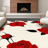 Ultra Soft Area Rug, Non Slip, Stain Resistant, Washable Area Rugs for Living Room, Bedroom, Charming Transitional Rose Aesthetic(Red)