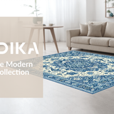 Ultra Soft Area Rug, Non Slip, Stain Resistant, Washable Area Rugs for Living Room, Bedroom, Elegant Transitional Abstract Pattern(Blue)