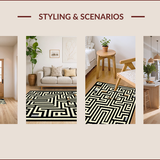 Ultra Soft Area Rug, Non Slip, Stain Resistant, Washable Area Rugs for Living Room, Bedroom, Geometric Black Beige Living Room Area Rug(Beige)