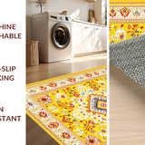 Ultra Soft Area Rug, Non Slip, Stain Resistant, Washable Area Rugs for Living Room, Bedroom, Whimsical Fringe-Trimmed Circle(Yellow)
