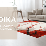 Ultra Soft Area Rug, Non Slip, Stain Resistant, Washable Area Rugs for Living Room, Bedroom, Contemporary Red Blossom Print(Red)