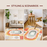 Ultra Soft Area Rug, Non Slip, Stain Resistant, Washable Area Rugs for Living Room, Bedroom, Elegant Soft Pastel Geometry(Orange)