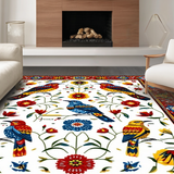 Ultra Soft Area Rug, Non Slip, Stain Resistant, Washable Area Rugs for Living Room, Bedroom, Stylish Ethnic Botanical Artwork(White)