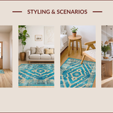 Ultra Soft Area Rug, Non Slip, Stain Resistant, Washable Area Rugs for Living Room, Bedroom, Boho Spice Dining Area Vintage Low Pile Carpet(Red)