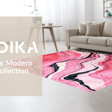 Ultra Soft Area Rug, Non Slip, Stain Resistant, Washable Area Rugs for Living Room, Bedroom, Luxurious Abstract Expressionist Motif(Pink)
