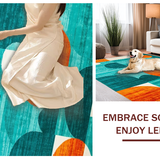 Ultra Soft Area Rug, Non Slip, Stain Resistant, Washable Area Rugs for Living Room, Bedroom, Elegant Watercolor Inspired Motif(Blue)