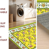 Ultra Soft Area Rug, Non Slip, Stain Resistant, Washable Area Rugs for Living Room, Bedroom, Joyful Floral Scallop Accent(Yellow)